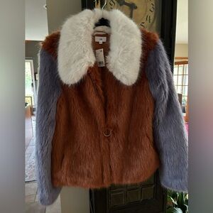 LPA TriColor Faux Fur Jacket New wo Tags